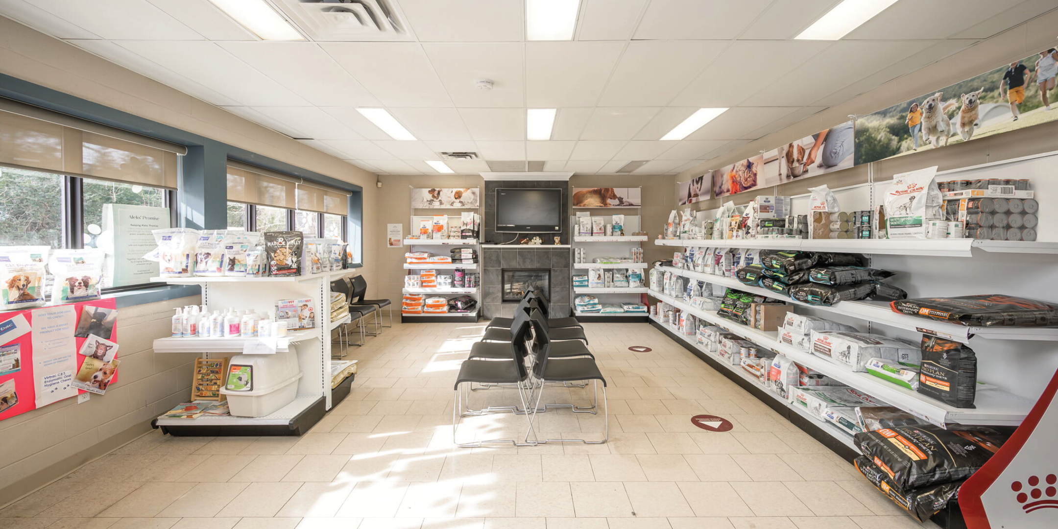 415 Queensway West Waiting Area with Shelves of Product for Sale