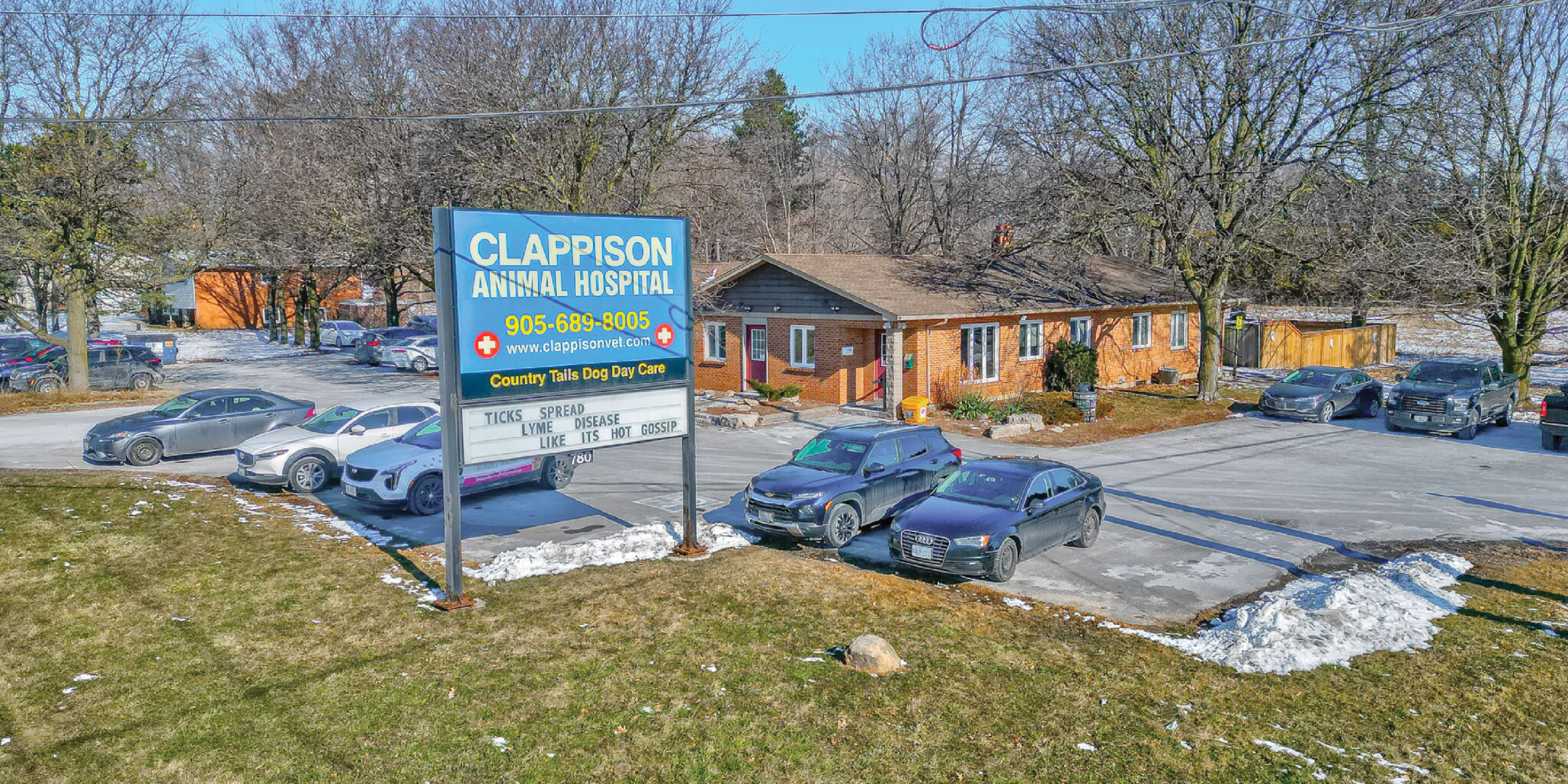 780 Highway 6 Front of Building with Clappison Animal Hospital Sign
