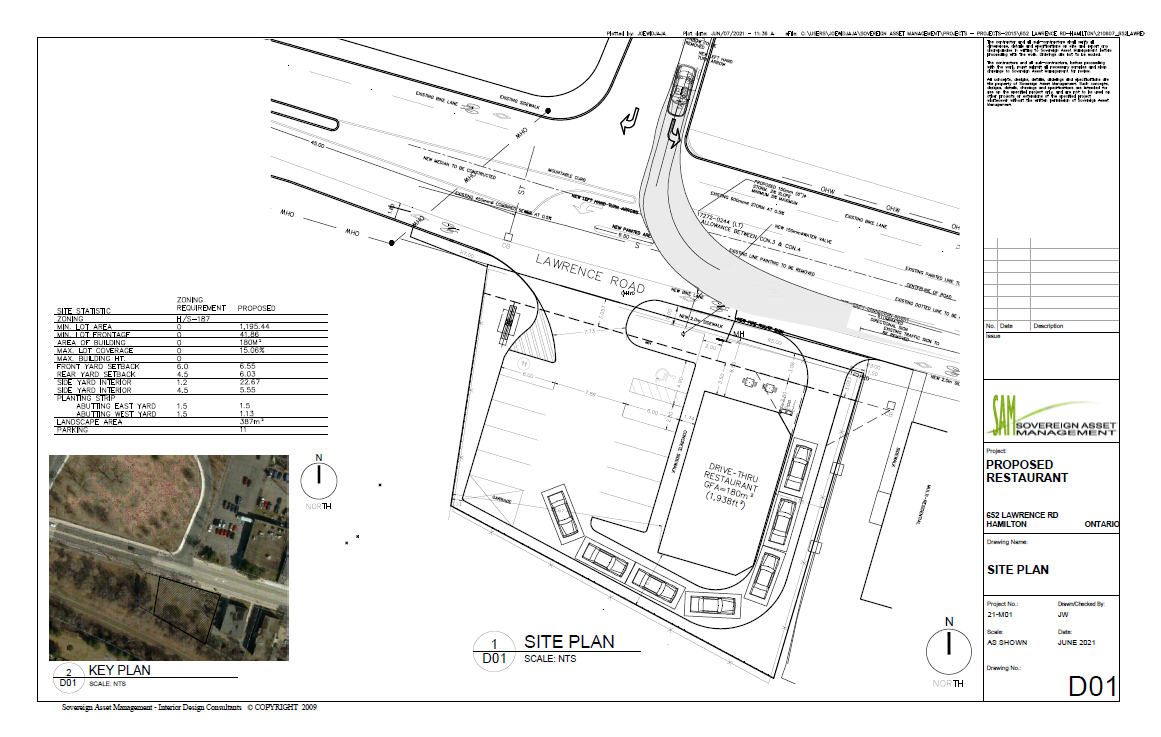 652 Lawrence Road Site Plan with New Drive Thru