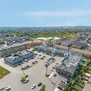 Aerial View of 12550, 12560, 12570 Kennedy Road showing the plaza and the parking area