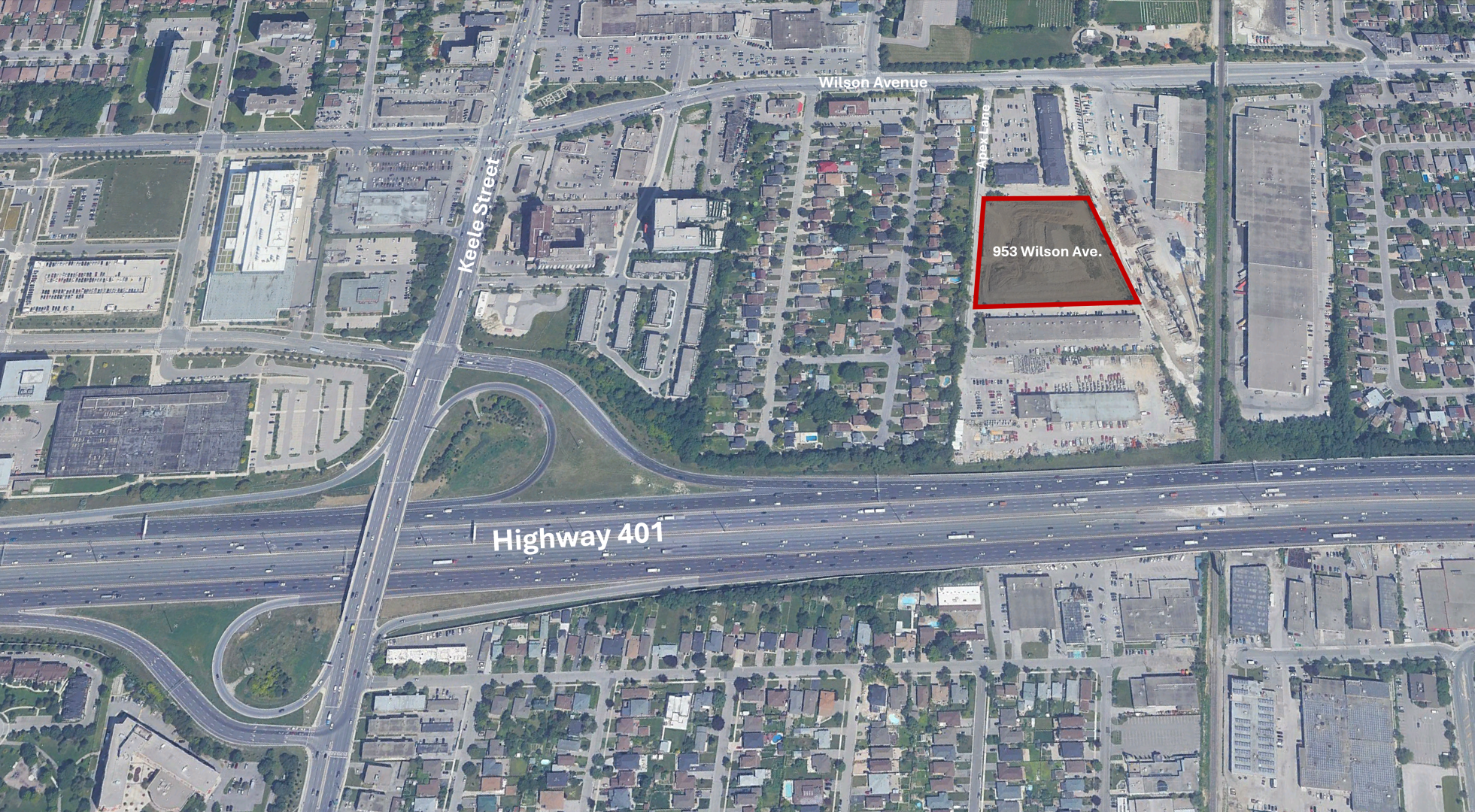 953 Wilson Avenue Aerial Showing Proximity to Highway 401