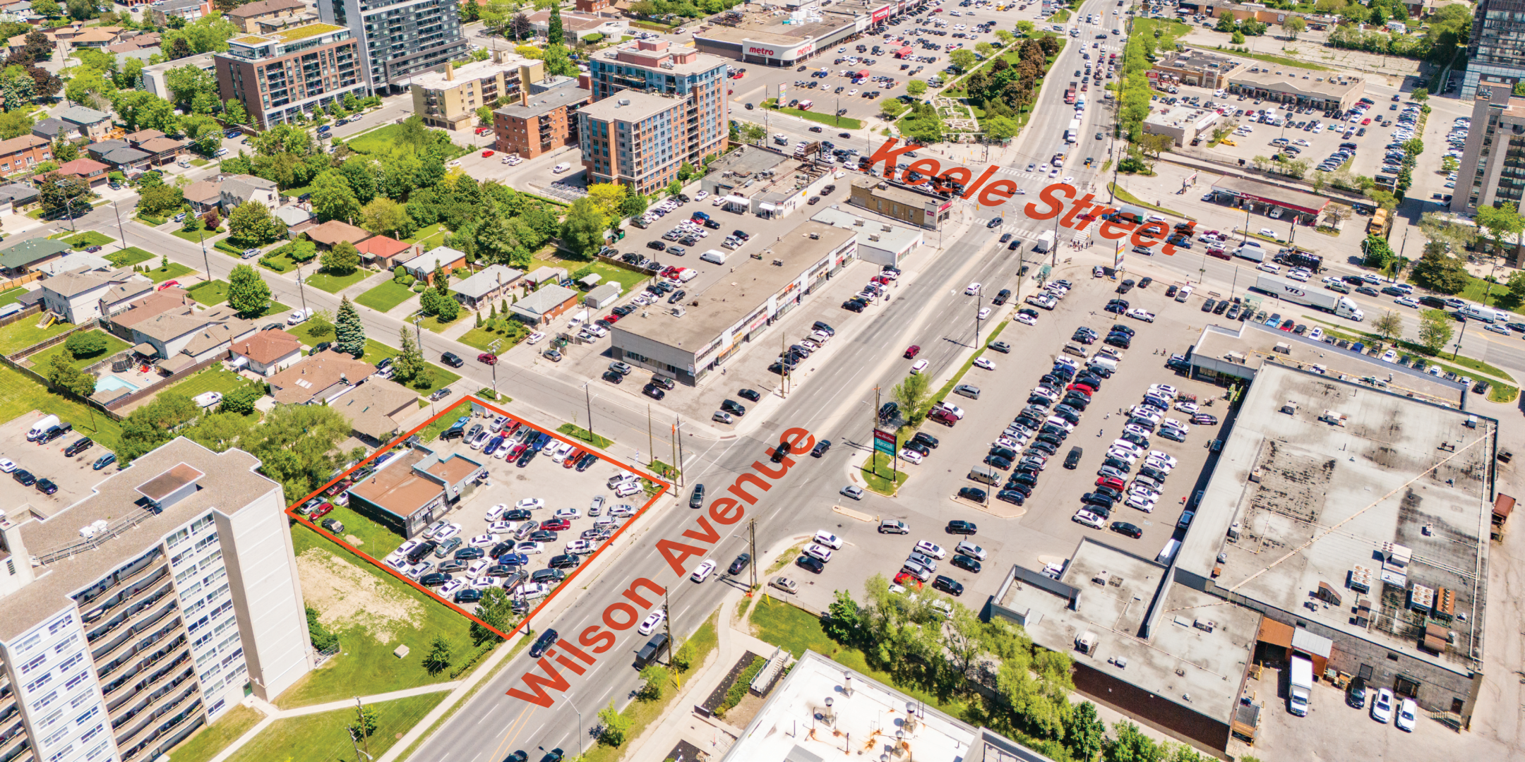 1128 Wilson Avenue aerial view with Keele Street