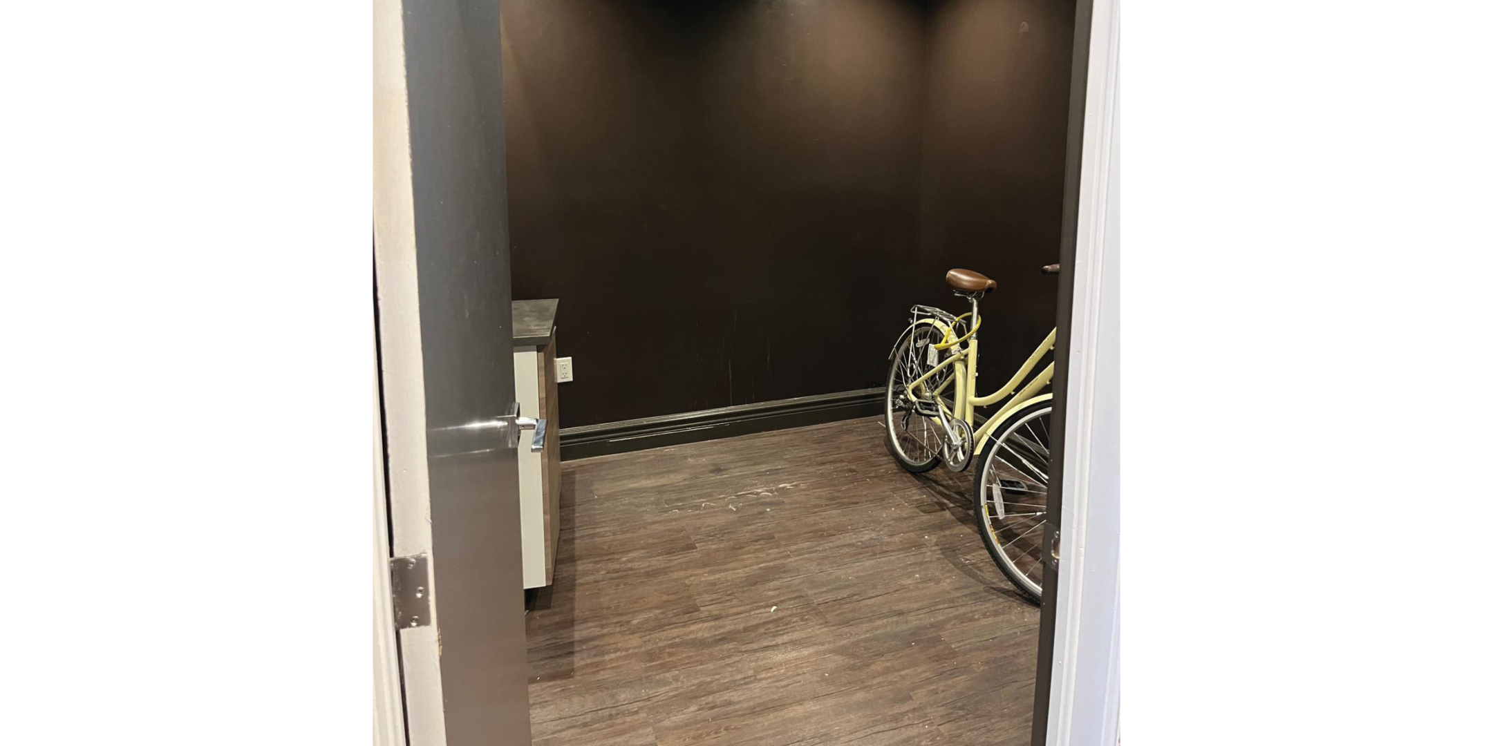 Storage room with a bike inside