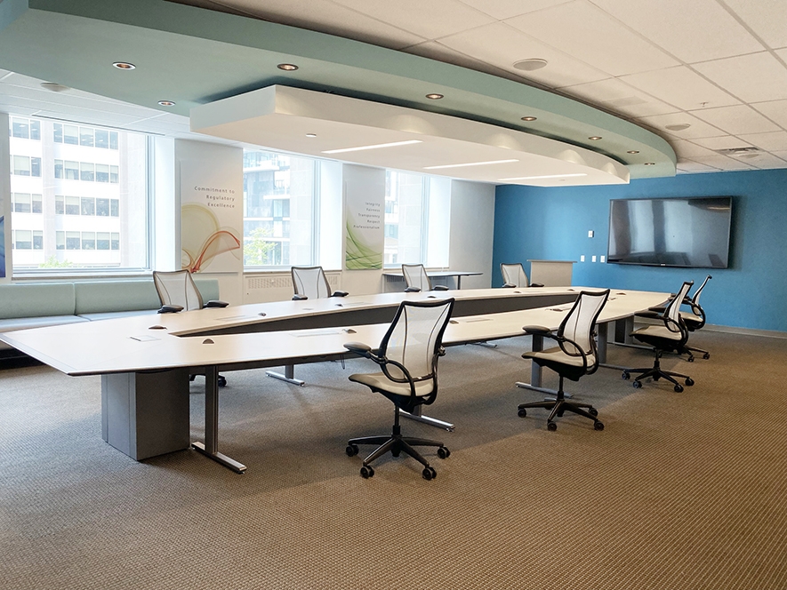 375 University Avenue large boardroom with windows and TV mounted