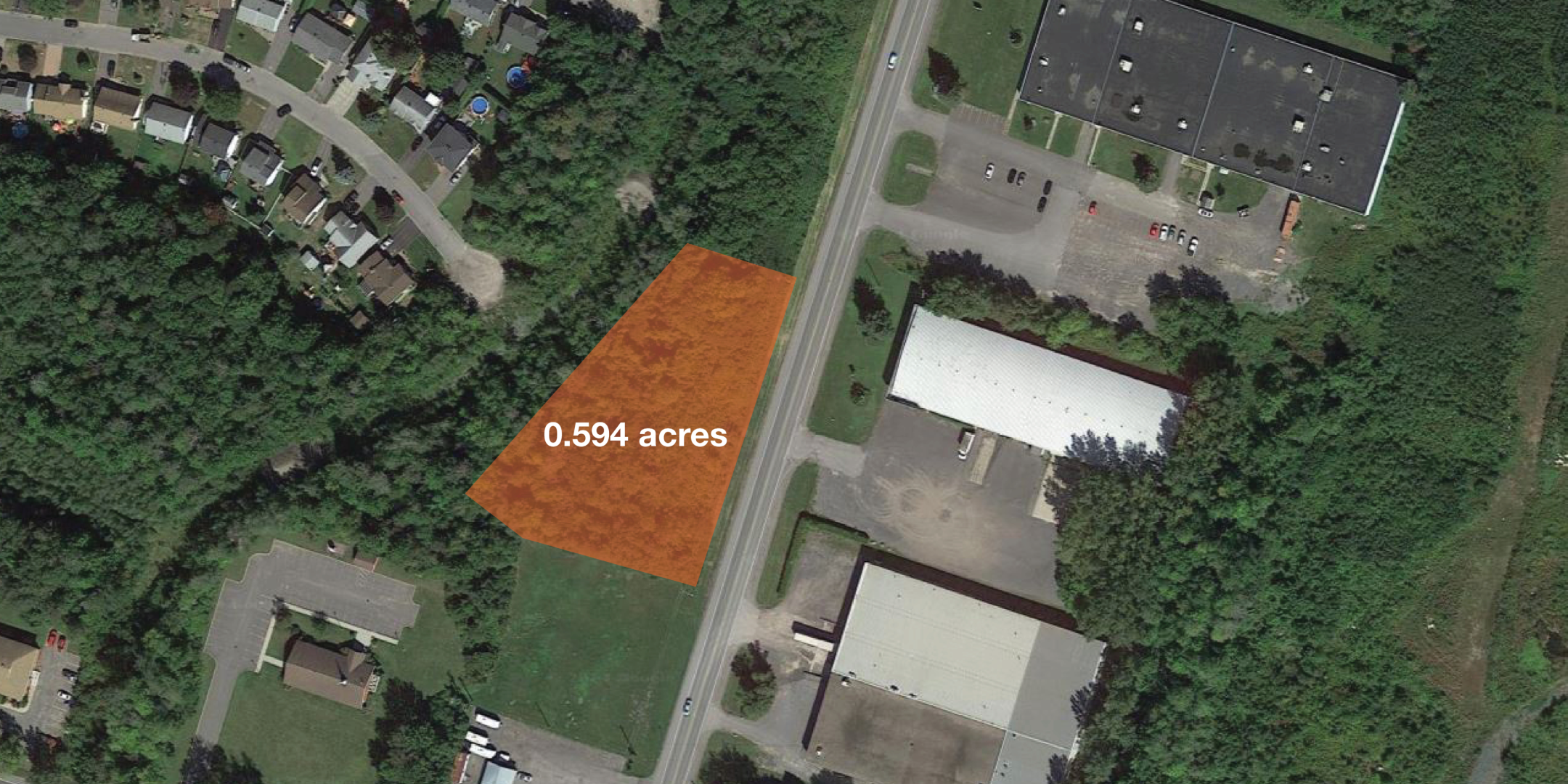 Aerial view of 0.594 acres on Cameron Street