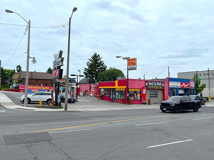 1525 Eglinton Avenue store exterior and gas station