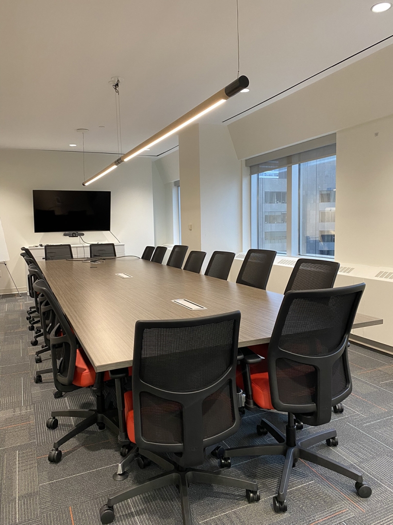 130 King Street W boardroom with TV on the wall