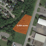 Aerial view of 0.594 acres on Cameron Street