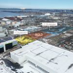 Aerial of 15 & 27 Studebaker Place Land with development next door